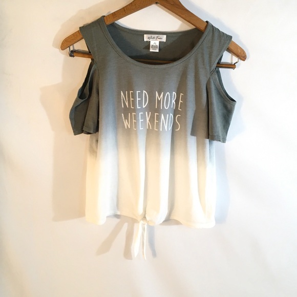 White Fawn Ombré Cold Shoulder Tee Size XL